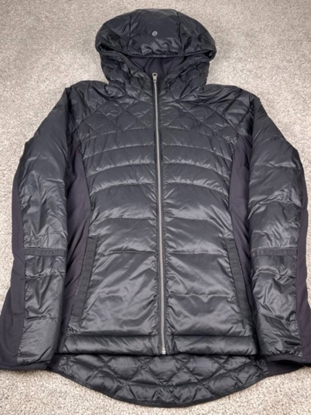Lululemon Down for a Run Jacket Black Puffer Athletic Women's Size 10 Hooded